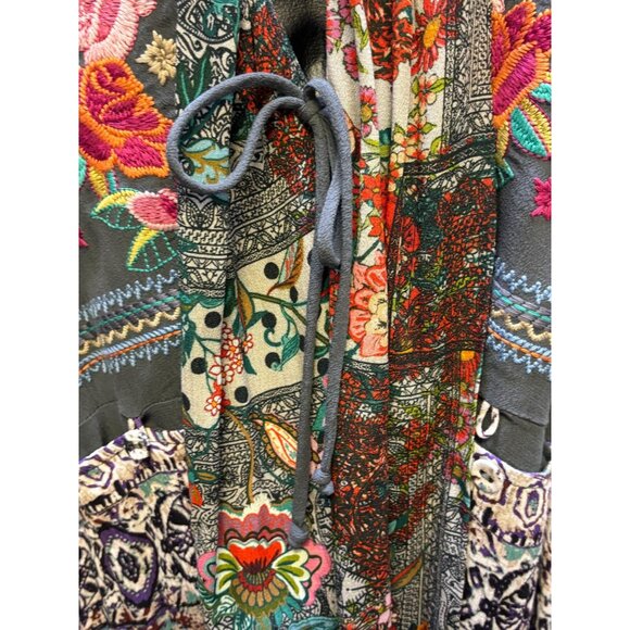 John Mark Embroidered Open-Front Kimono Cardigan XL Gray Multi - Picture 6 of 9